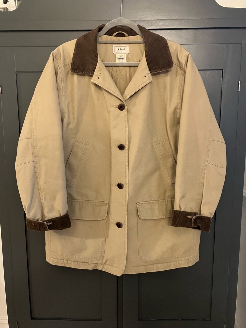 Vintage L.L. Bean Lined Barn Jacket Canvas and Brown Cord Outer Thinsulate Inner
